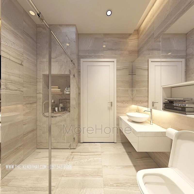 Thiết kế nội thất phòng tắm hiện đại cho nhà đẹp 5 tầng